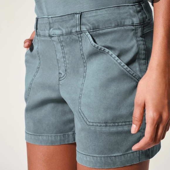 Spanx Twill Shorts 6" with Pockets Hazy Blue Grey Size XS - Picture 2 of 13